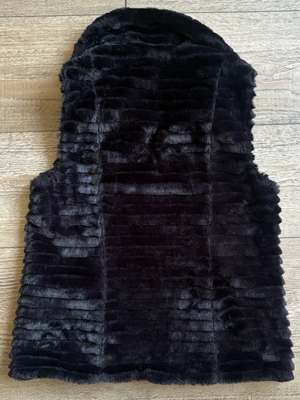 Calvin Klein Black Faux Rabbit Fur Hooded Zip-Up Vest Super Soft Outerwear - Picture 3 of 4